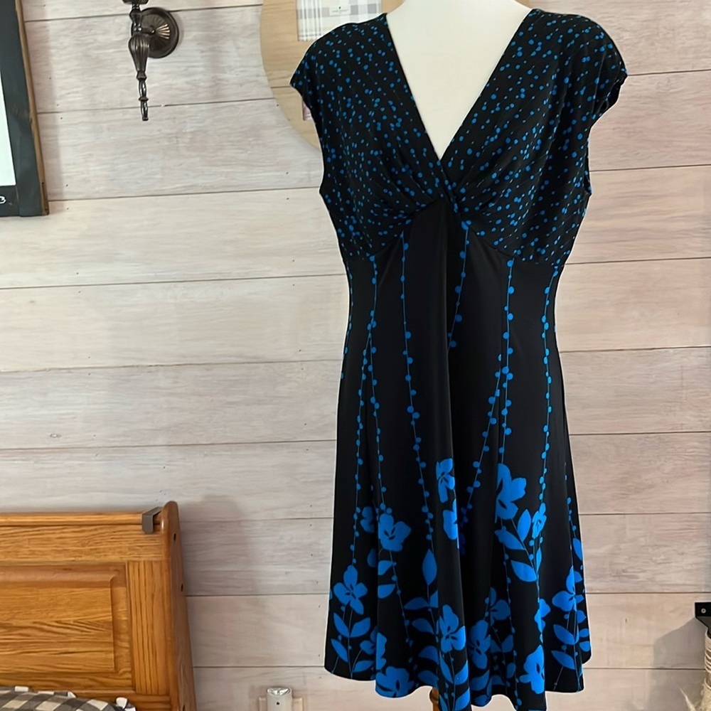 Jones New York Black Blue Dress 14 Petite